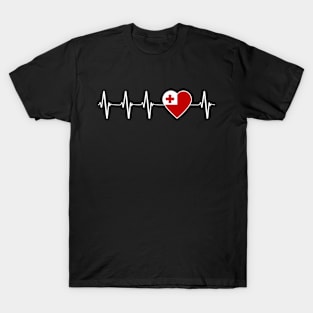 Tonga Flag Country Tongan Heartbeat I Love T-Shirt